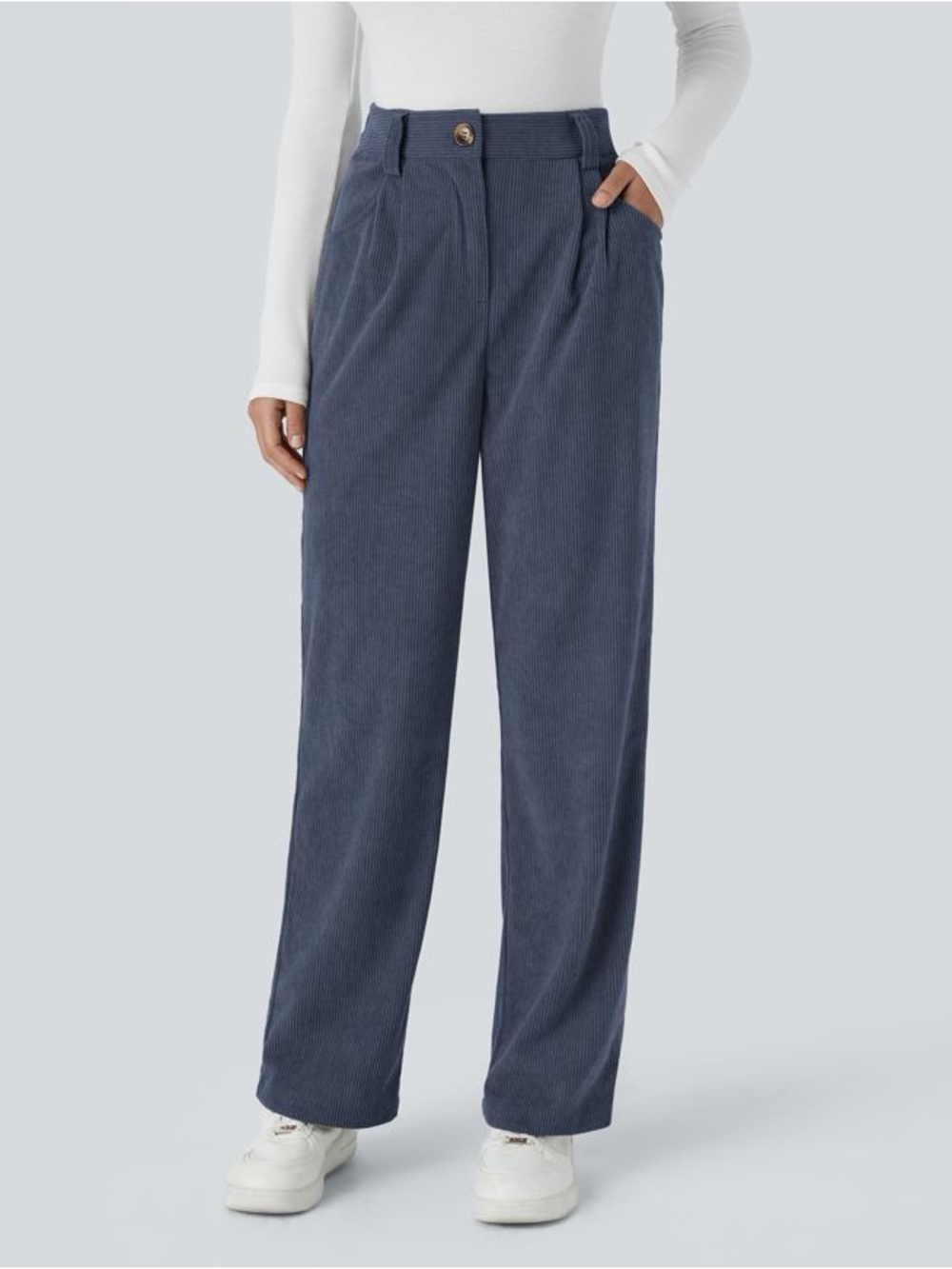 Halara High-Rise Corduroy Pants Navy Blue Medium NWT